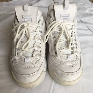 All White Fila Disruptor Chunky Shoes